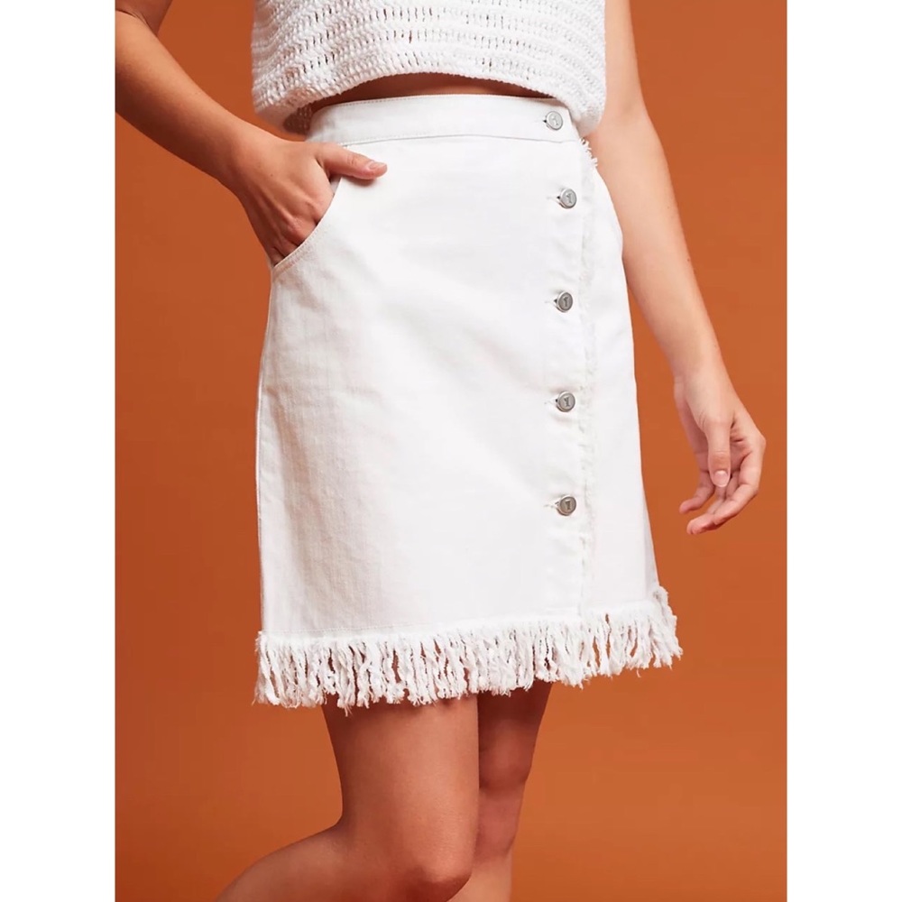 Pilcro and the Letterpress | Denim Fringe Skirt
